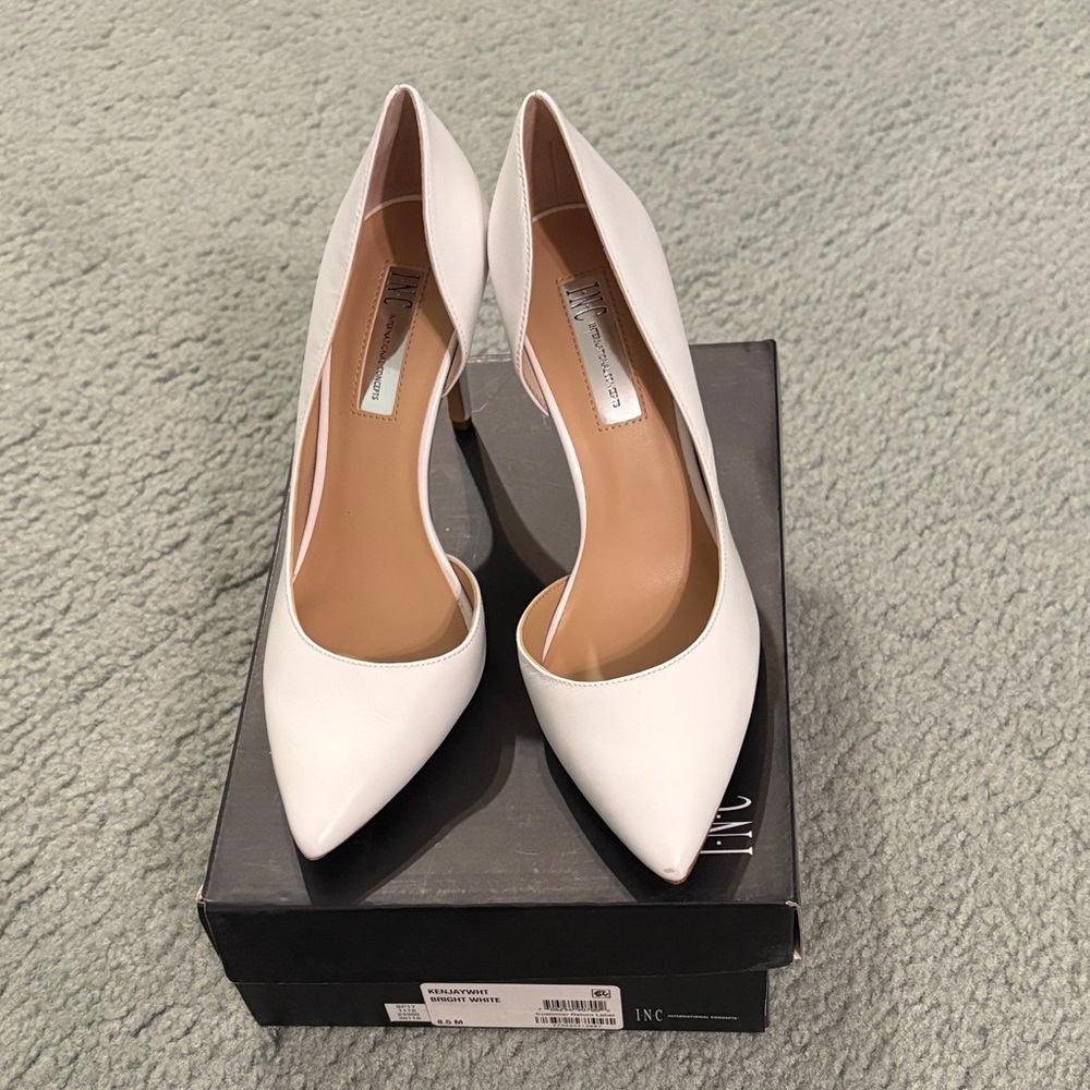 INC International Concepts White Pointed-Toe Heels